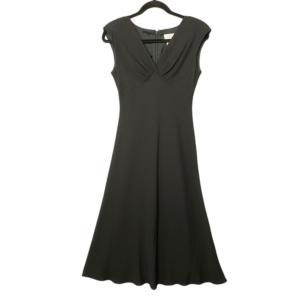 Y2K Vintage Beaded Empire Waist Midi Dress Women's Size 6P LBD Party Wedding